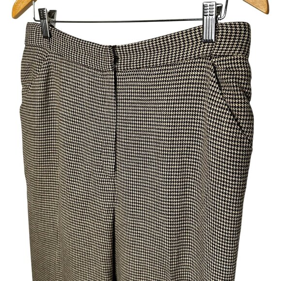 Vintage Women's Pants Size 12 Tweed Houndstooth 100% Wool Lined Brown Cuff Leg - Picture 2 of 10